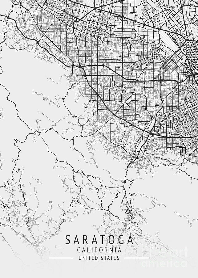 Saratoga California Us Gray City Map Digital Art By Tien Stencil Fine Art America 4531