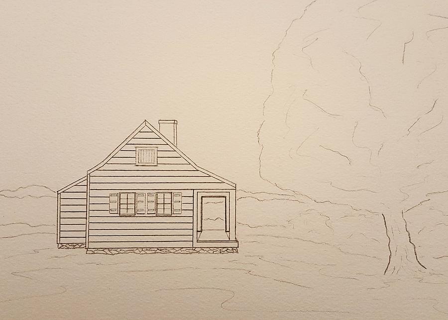 Saratoga Farmhouse Drawing by John Klobucher