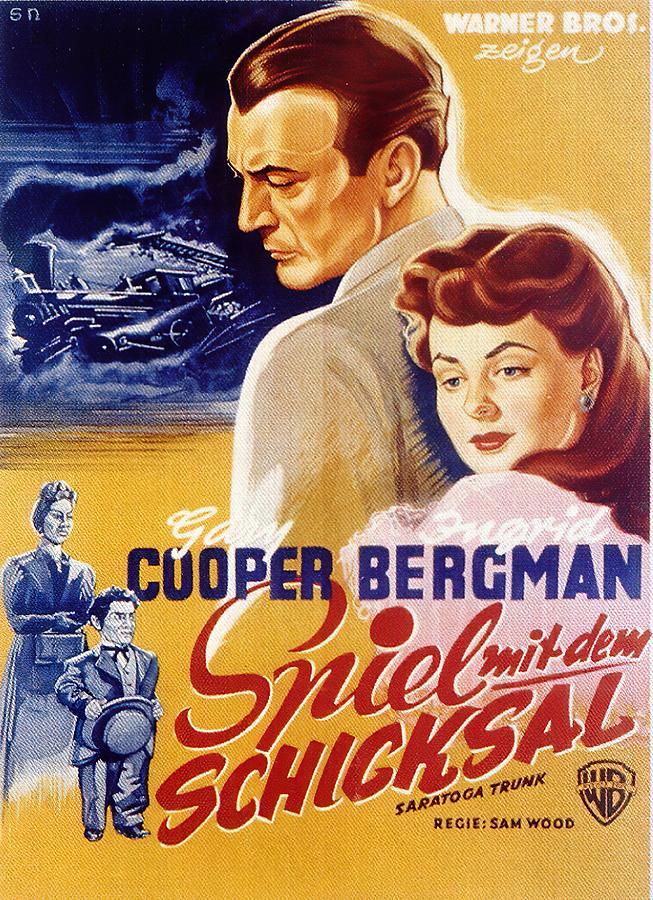 Gary Cooper Mixed Media - Saratoga Trunk, 1945 - art by Heinz Schulz-Neudamm by Movie World Posters