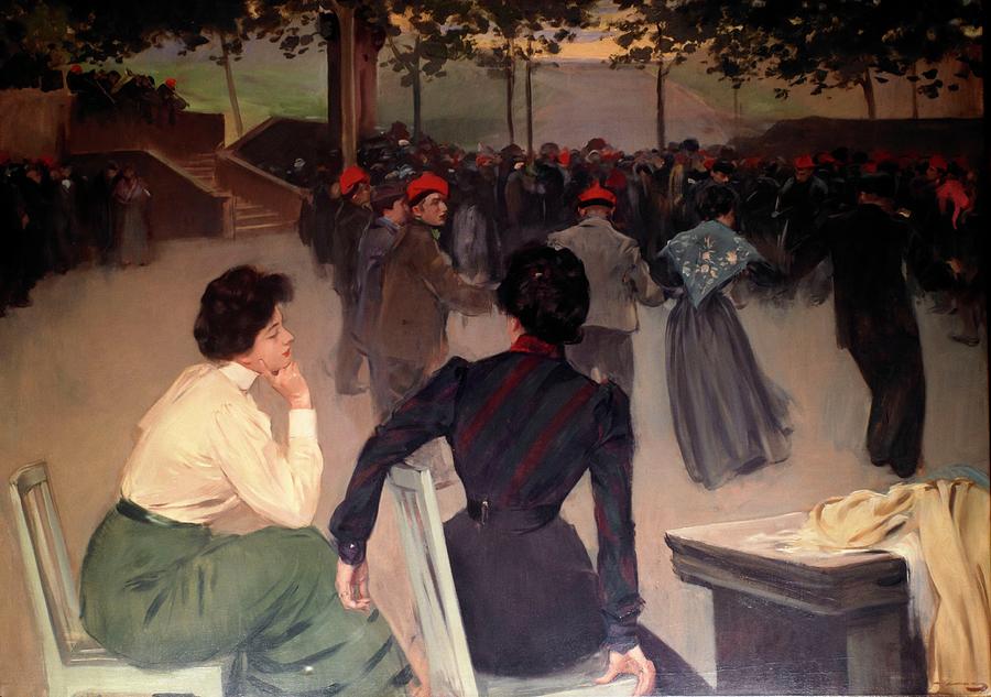 Sardanas in the Sant Roc Fountain in Olot, 1901-1902. Oil on canvas. 144 x 201cm. Painting by Ramon Casas i Carbo -1866-1932-