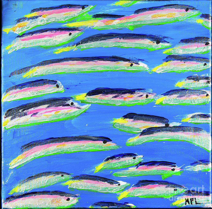Sardine Soiree - Colorful Abstract Contemporary Acrylic Painting Digital Art by Sambel Pedes