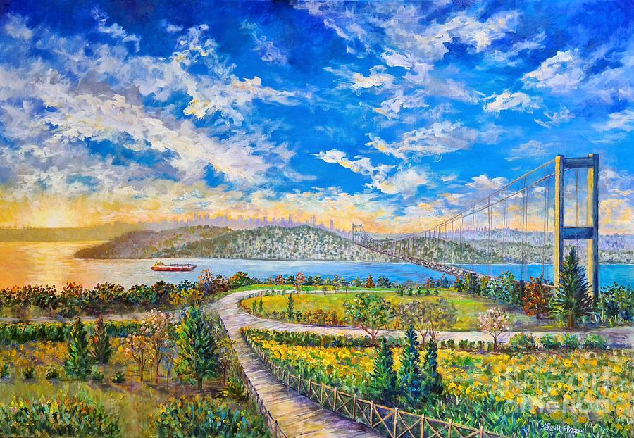 Sariyer Istanbul Sunset Painting by Lou Ann Bagnall
