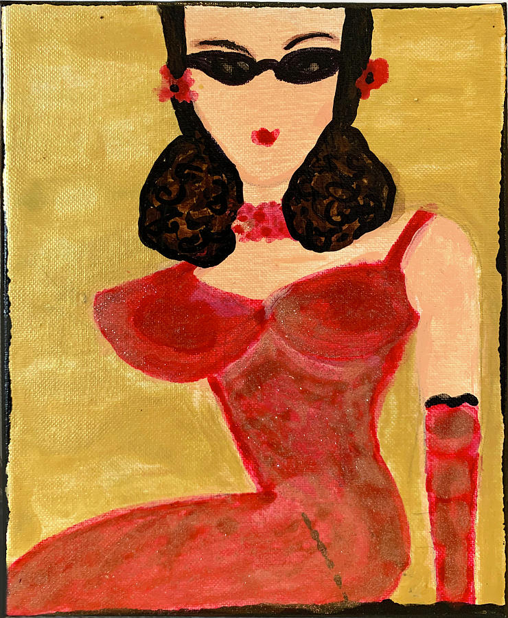 Sassy in Red Painting by Leslie Porter