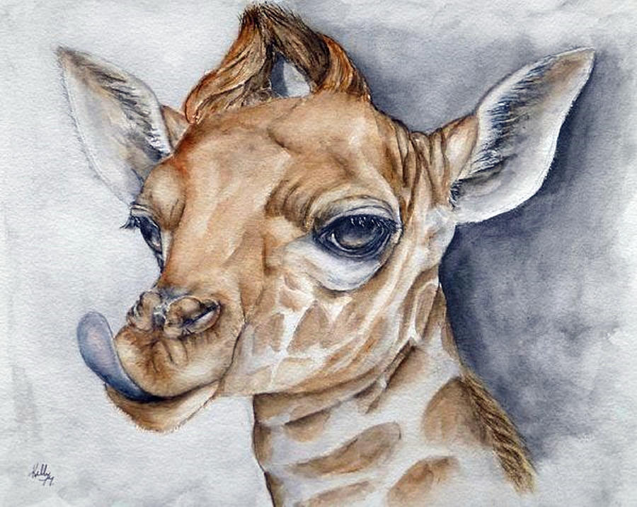 Sassy Little Giraffe Painting by Kelly Mills