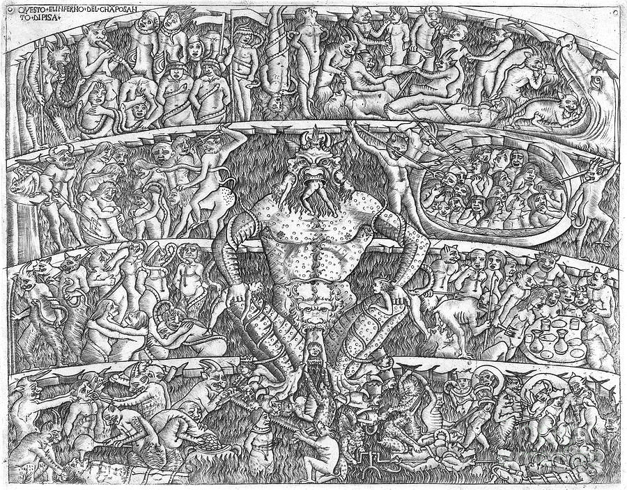 Satan In Hell Drawing by Orcagna Andrea di Cione
