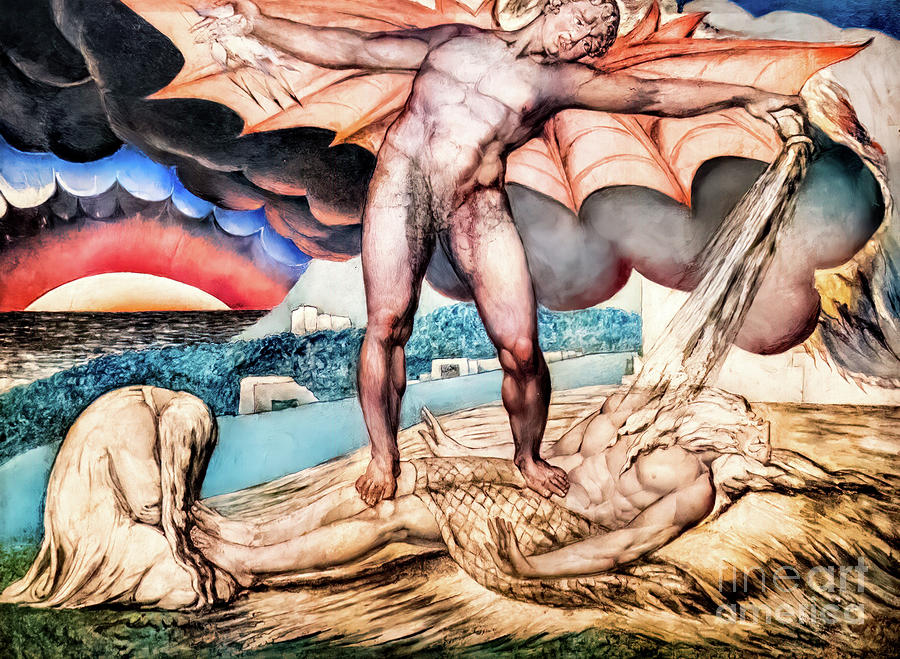 Satan Smiting Job with Sore Boils by William Blake 1826 Painting by William Blake