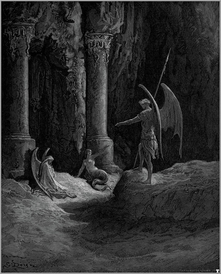 Satan Talks to Sin and Death Painting by Gustave Dore - Fine Art America