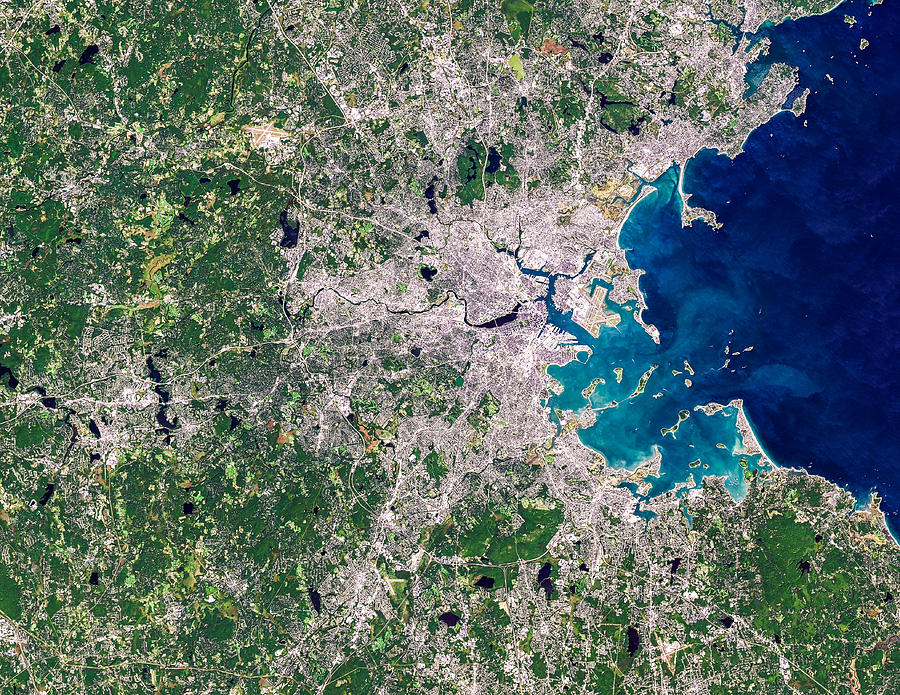 Satellite image of Boston, Massachusetts, USA Photograph by Satellite Earth Art