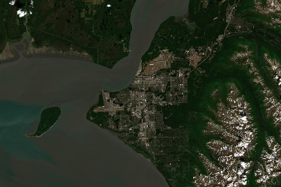 Satellite View Of Anchorage In Alaska Usa Digital Art By Lavit Fine