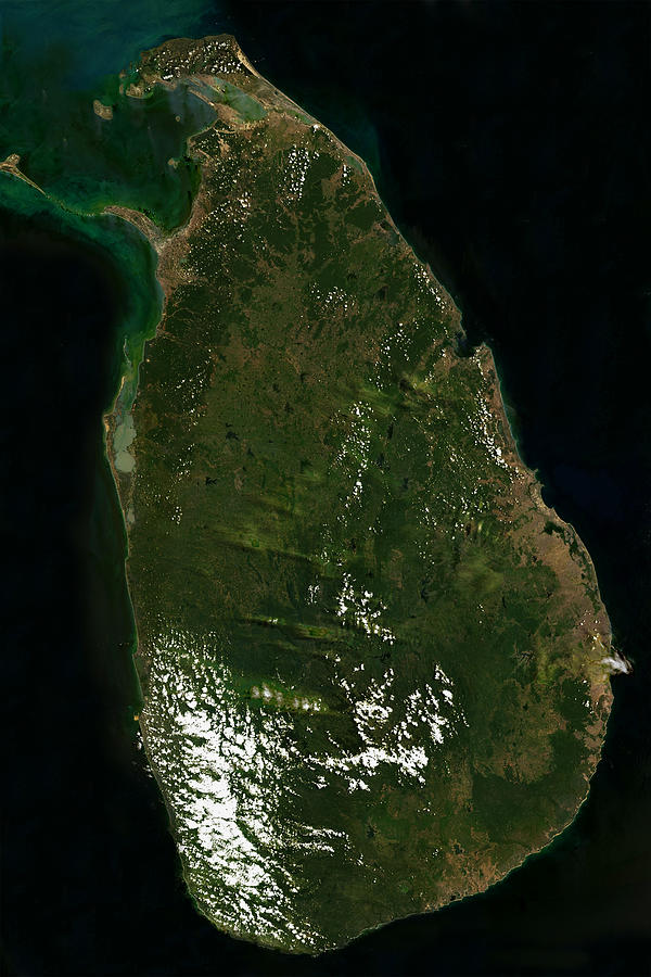 Satellite view of Sri Lanka in the Indian Ocean Digital Art by Lavit ...