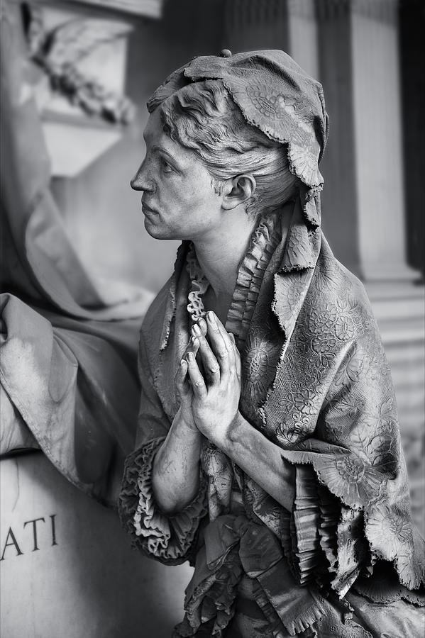 Immortal Stone - Statue Art of Staglieno Genoa black and white photos #9 Sculpture by Paul E Williams