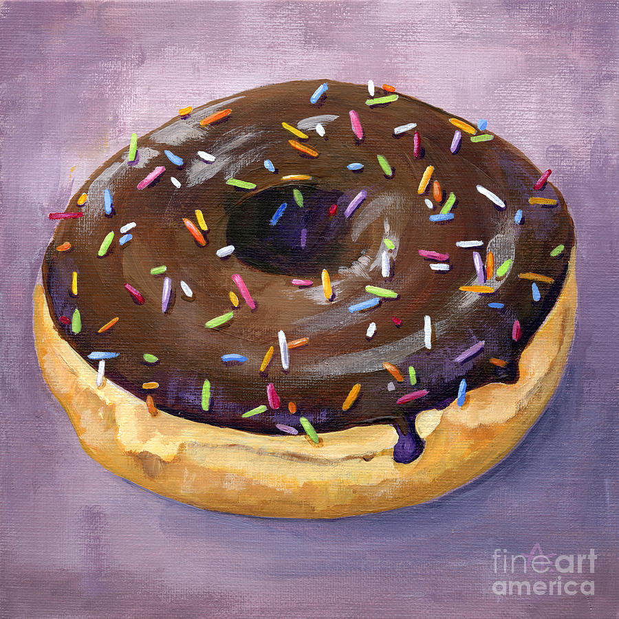 Saturday Morning - Donut Painting Painting by Annie Troe