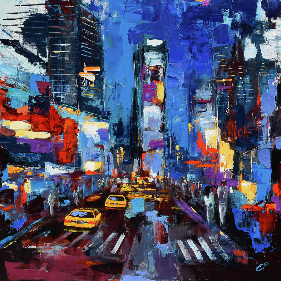 Times Square Painting - Saturday Night in Times Square by Elise Palmigiani
