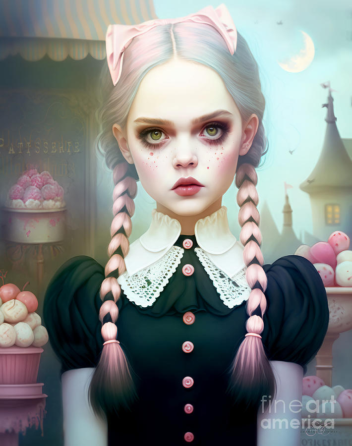 Patisserie Digital Art - Saturdays Gothic Child by Shanina Conway