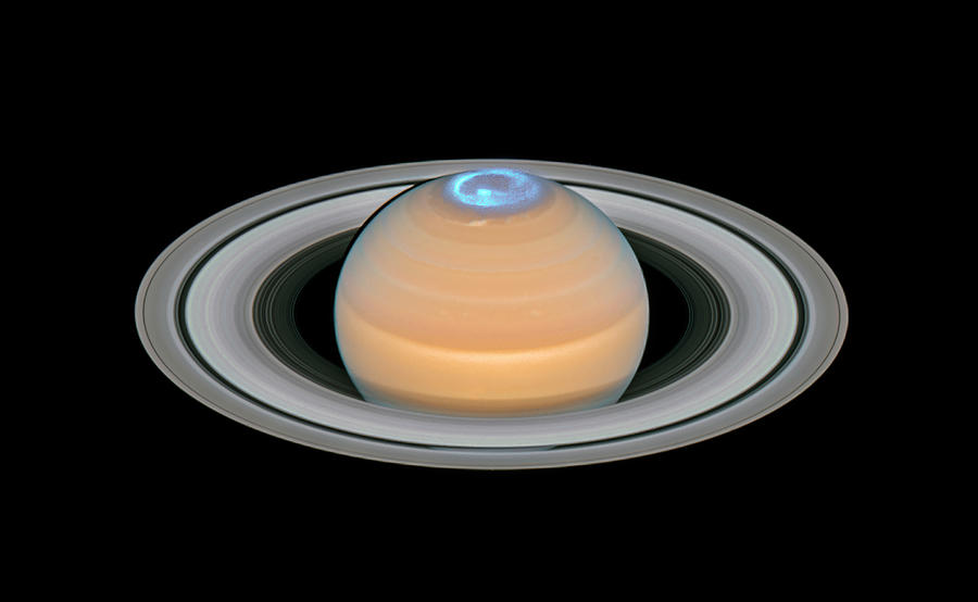 Saturn And Its Northern Auroras Photograph