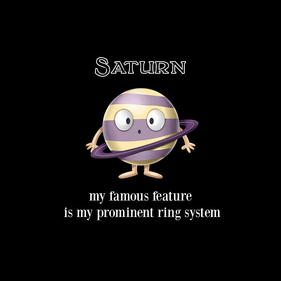 Saturn funny cartoon planet, solar system,astronomy Digital Art by Berka  Abdelhak - Pixels