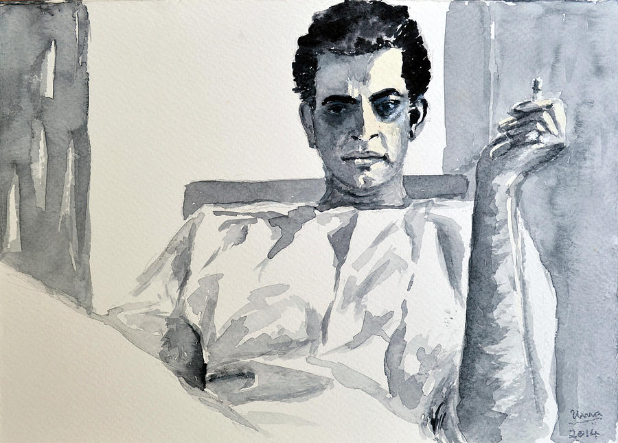 Portrait Painting - Satyajit Ray by Uma Krishnamoorthy