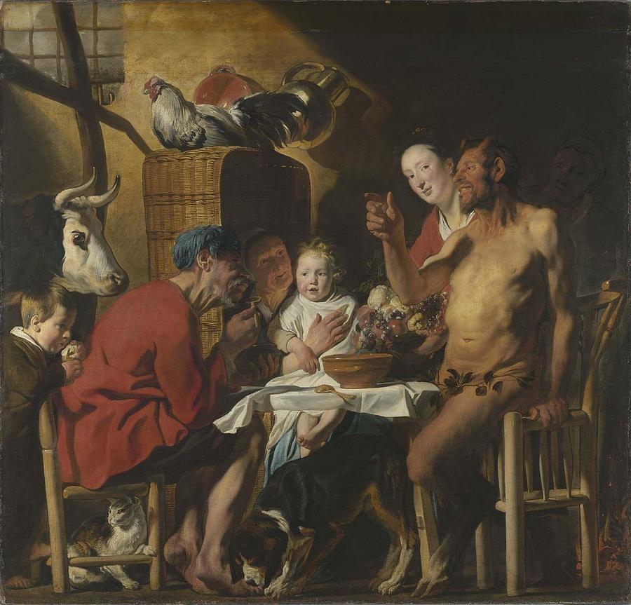 Children Painting - Satyr at the Peasants House by Jacob Jordaens