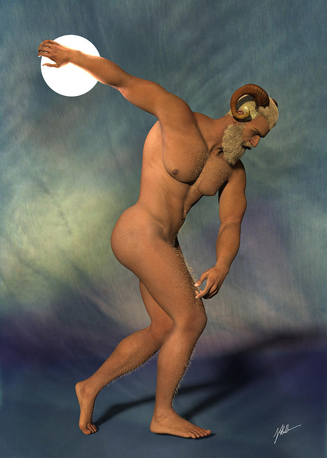 Greek Digital Art - Satyr Faunus Devil and discobolus eight by Joaquin Abella