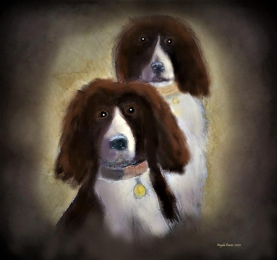 Saucy Spaniels Painting by Angela Davies
