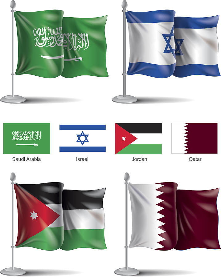 Saudi Arabia, Israel, Jordan, Qatar flag icons Drawing by Forest_strider