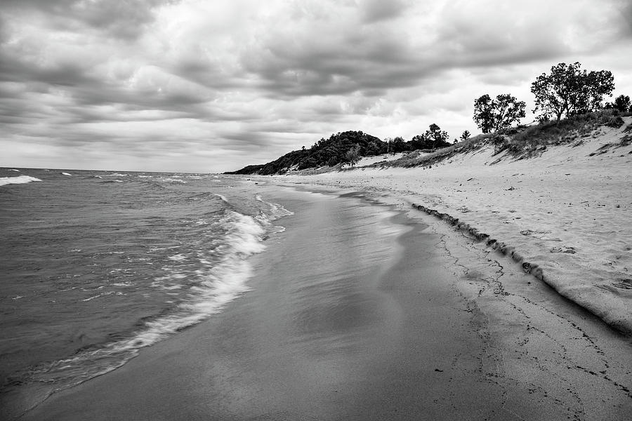 Saugatuck Dunes Beach Black And White Photograph by Dan Sproul