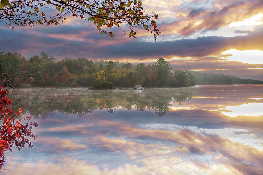 Saugus Birch Pond Sunrise Colors Photograph by Jeff Folger