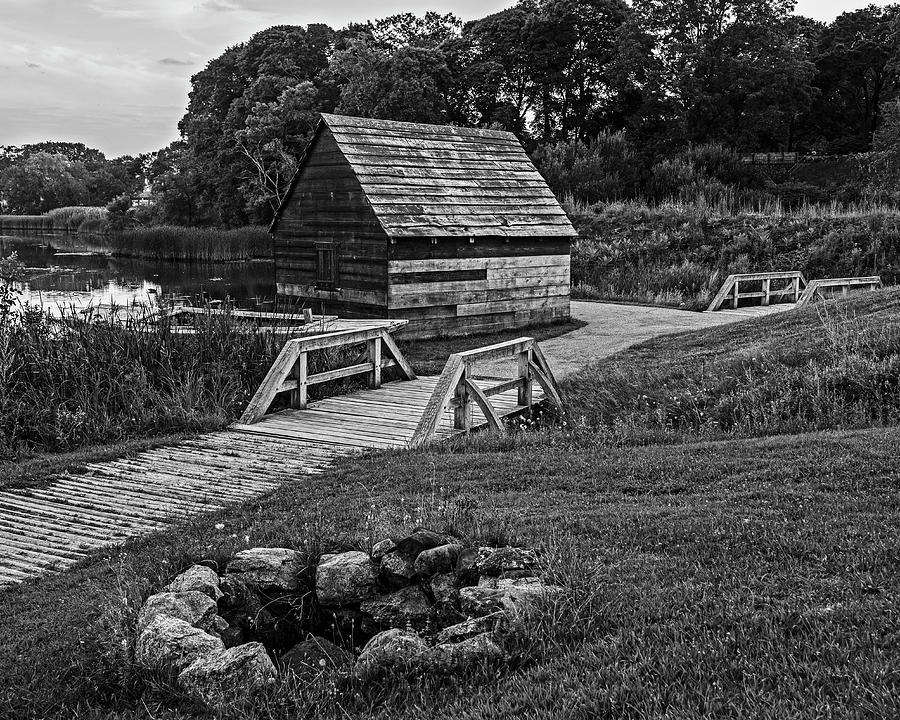 Saugus Iron Works National Park Saugus Massachusetts Pond Black and White Photograph by Toby McGuire
