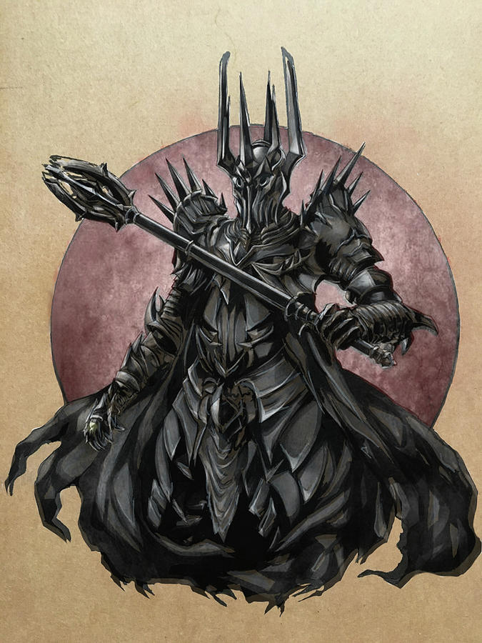 Sauron. Dark Lord. Lord of the rings. Drawing by Alla Esteves Fine