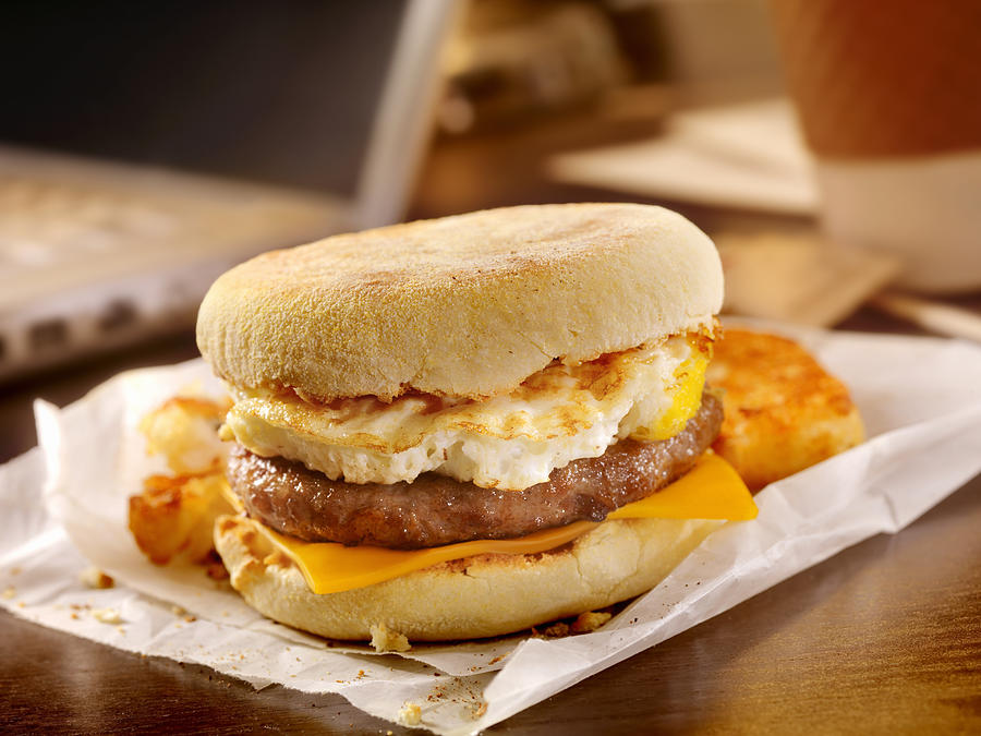 Sausage and Egg Breakfast Sandwich at your Desk Photograph by LauriPatterson