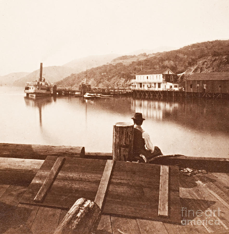 Sausalito from the Northern Pacific Coastal Railroad Wharf Looking South To San Francisco circa 1868 Photograph by Peter Ogden