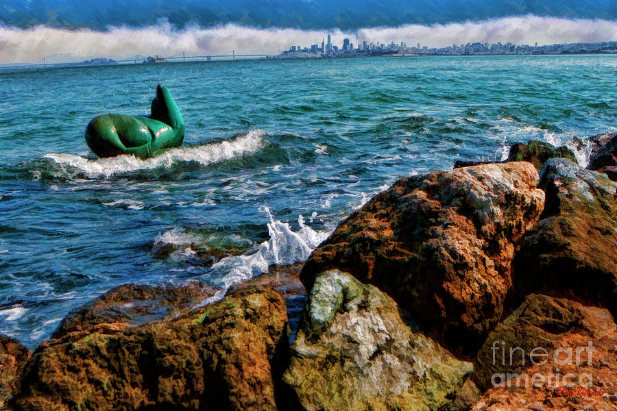 Sausalito Sea Lion Sculpture And San Francisco Photograph by Blake Richards