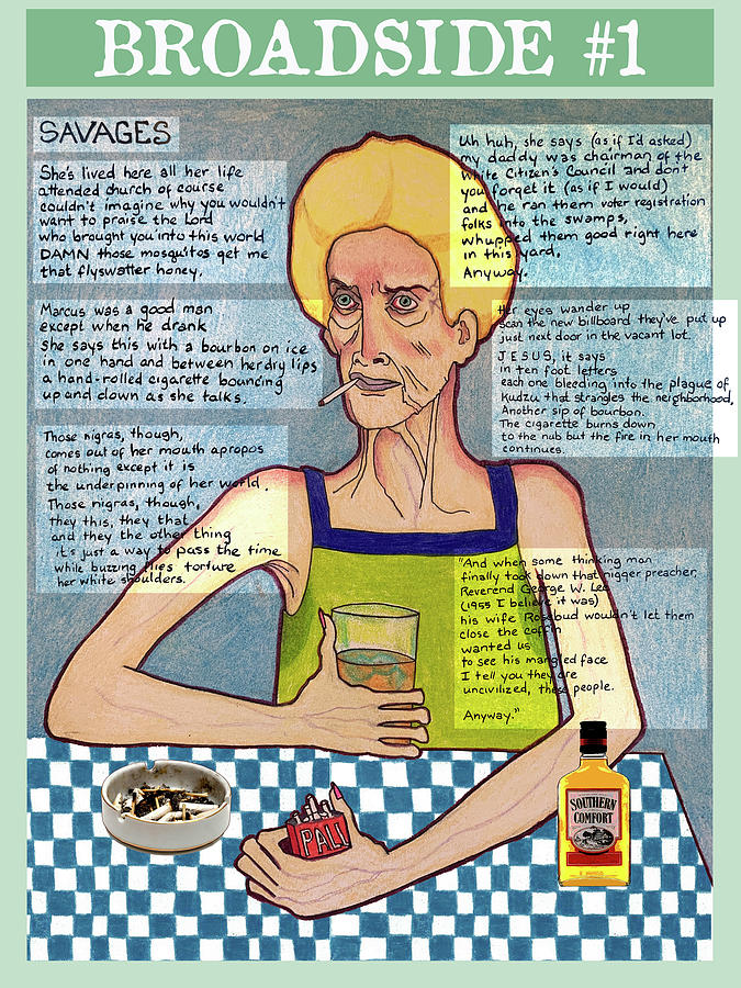 Savages Broadside Poetry Drawing by Lorena Cassady