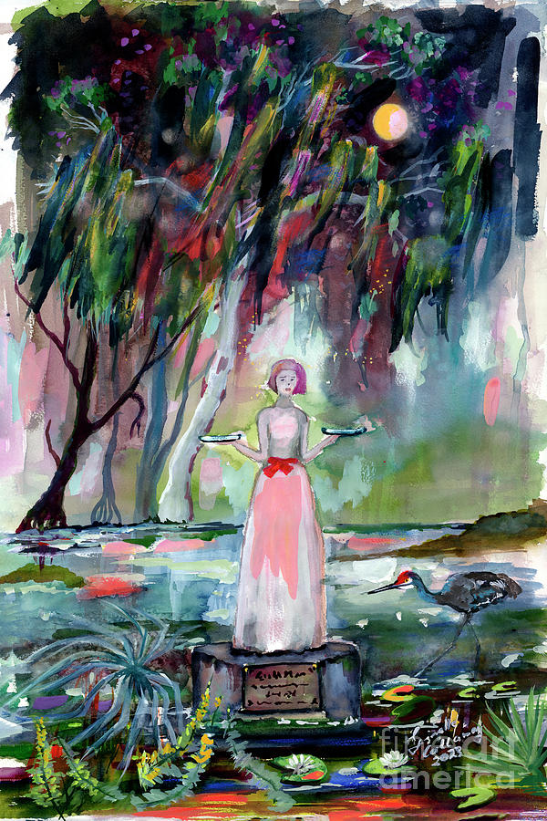Savannah Bird Girl in the Garden of Good and Evil  Painting by Ginette Callaway