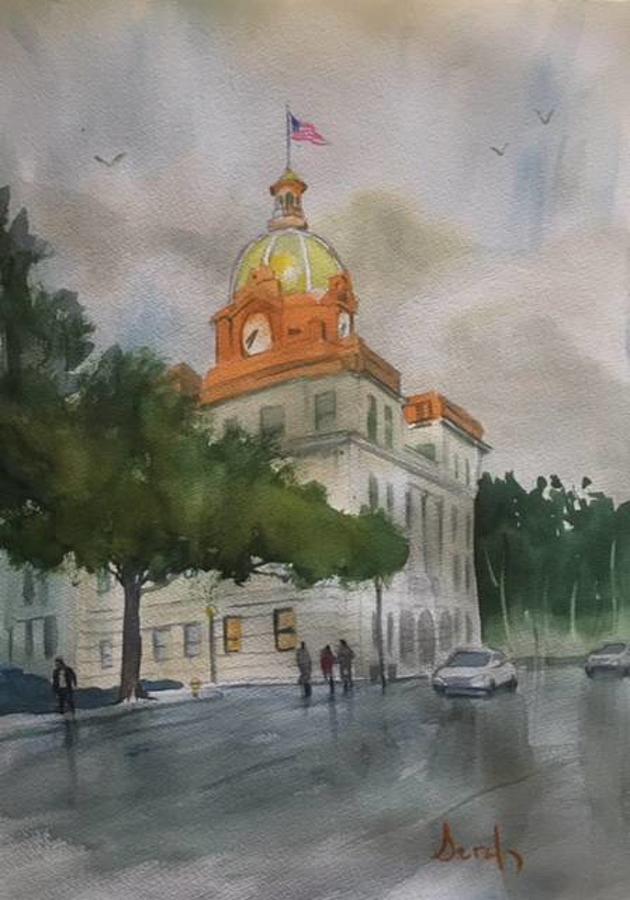 Savannah City Hall Painting by Scott Serafy