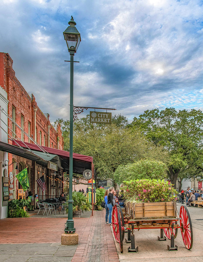 Savannah City Market, Vertical Photograph by Marcy Wielfaert