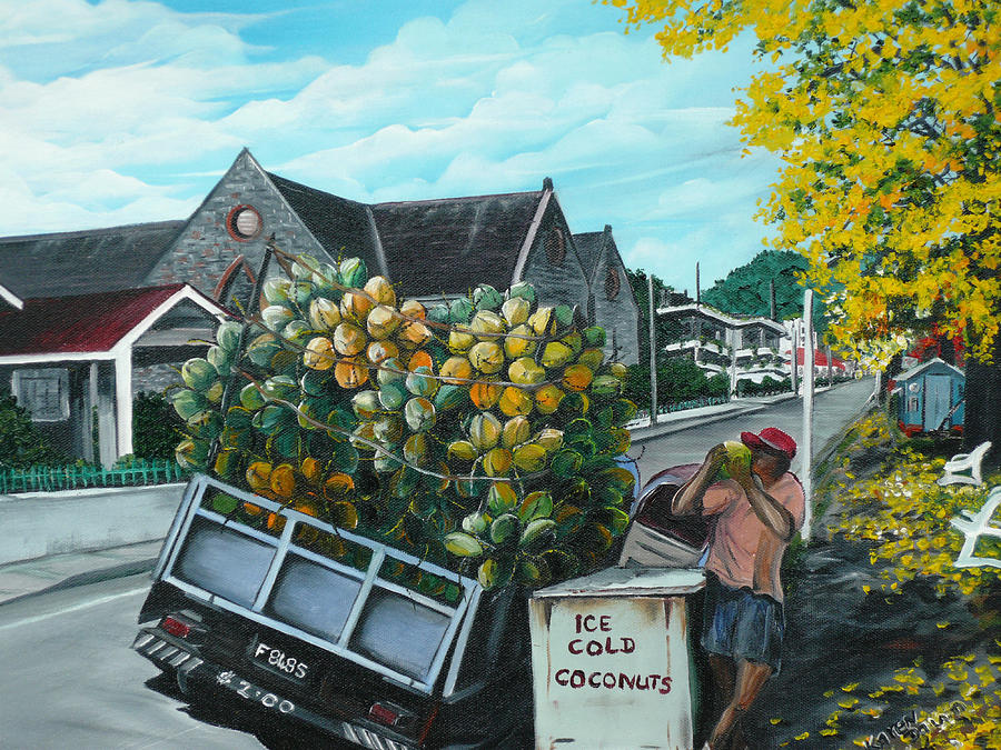 Savannah Coconut Vendor Painting by Karin  Dawn Kelshall- Best