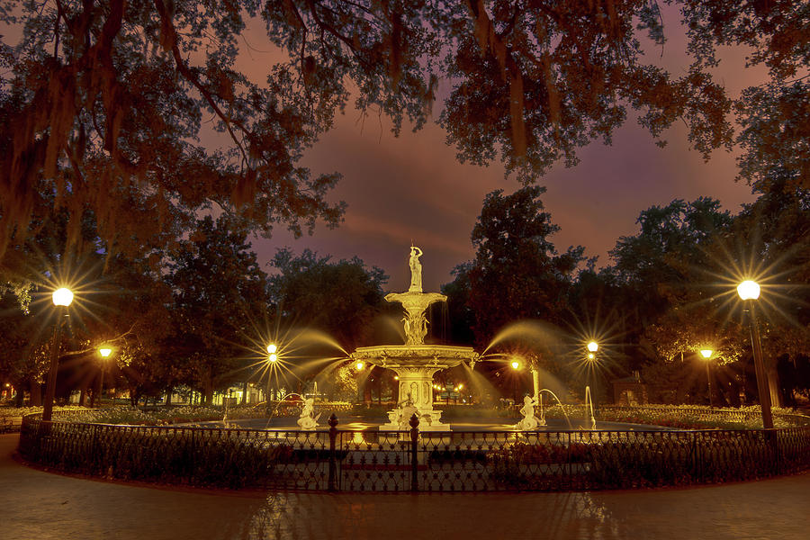 Savannah Forsyth Park Fountain Sunset Photograph by Norma Brandsberg