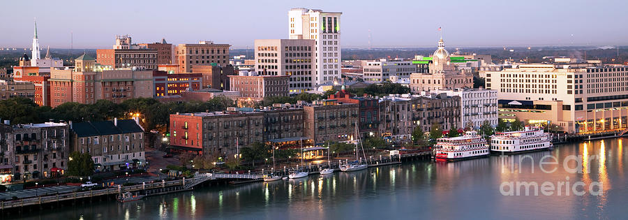 Savannah Ga Skyline Panorama Photograph By Bill Cobb