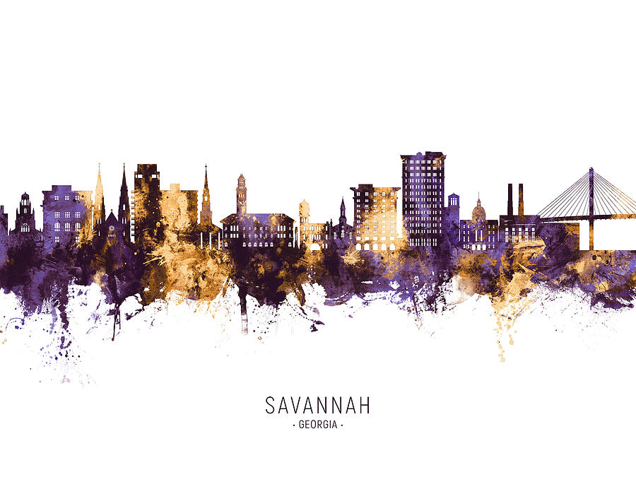 Savannah Georgia Skyline #01 Digital Art by Michael Tompsett