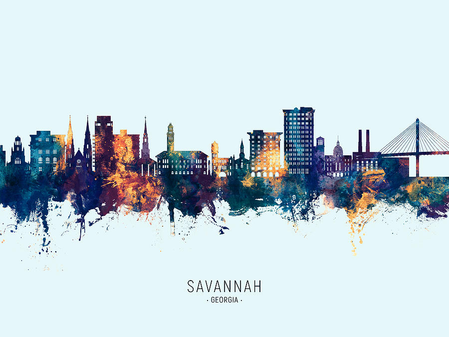 Savannah Georgia Skyline #02 Digital Art by Michael Tompsett