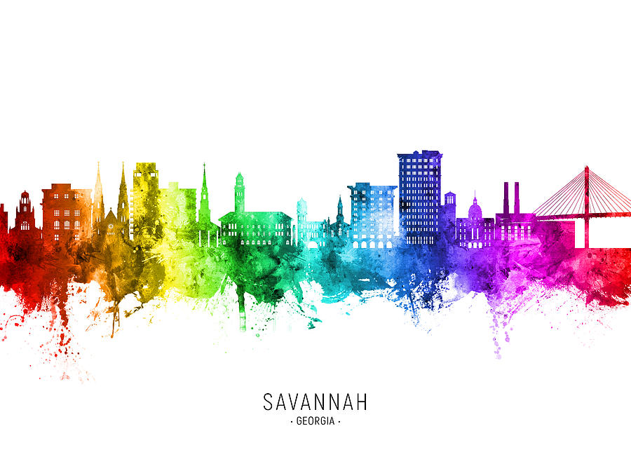 Savannah Georgia Skyline #03 Digital Art by Michael Tompsett