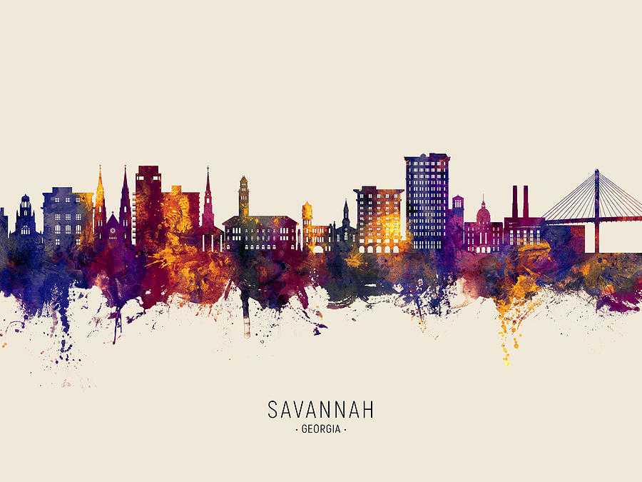 Savannah Georgia Skyline #04 Digital Art by Michael Tompsett