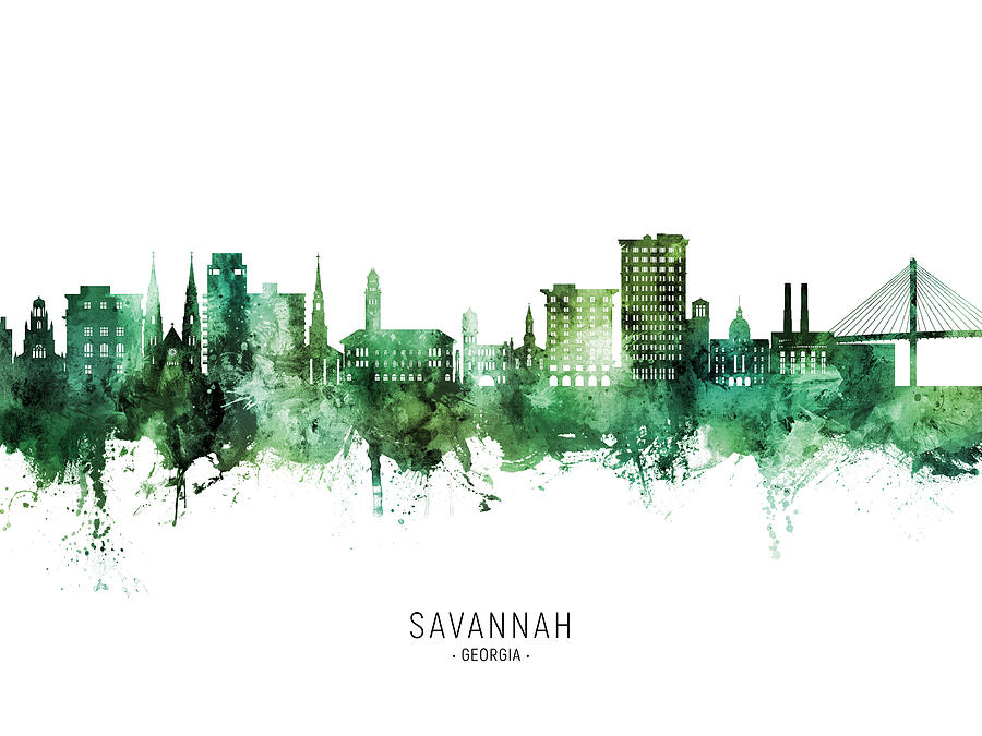 Savannah Georgia Skyline #06 Digital Art by Michael Tompsett