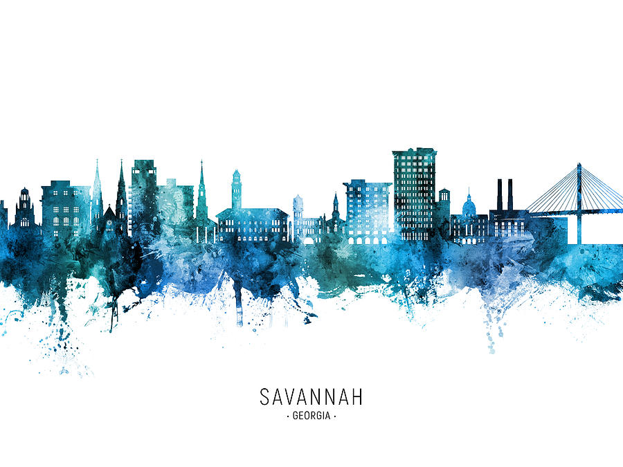 Savannah Georgia Skyline #08 Digital Art by Michael Tompsett