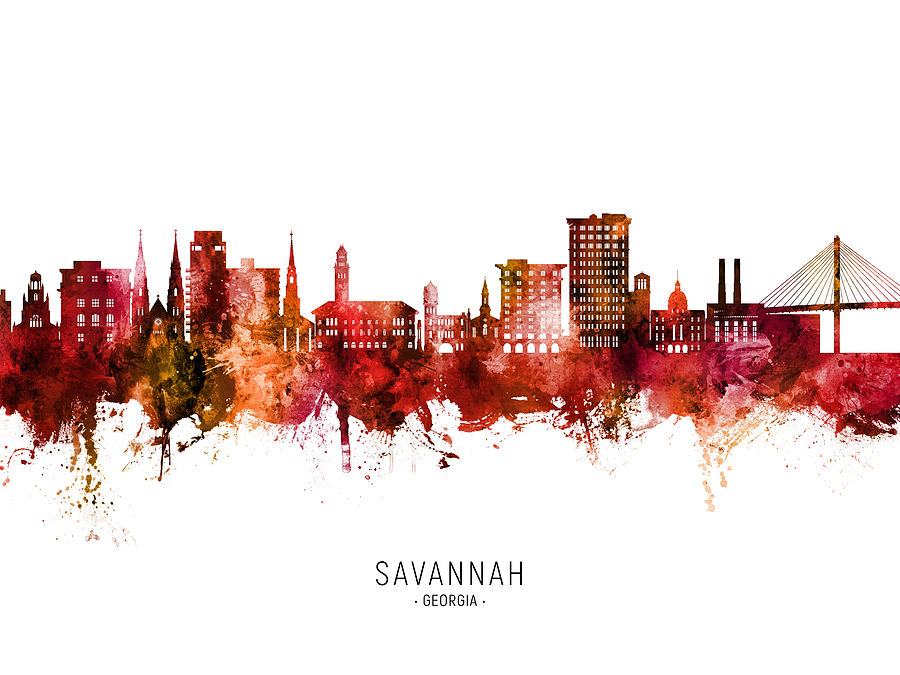 Savannah Georgia Skyline #09 Digital Art by Michael Tompsett