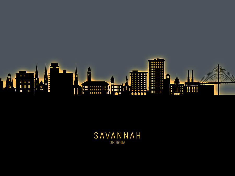 Savannah Georgia Skyline #12 Digital Art by Michael Tompsett