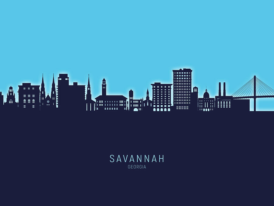 Savannah Georgia Skyline #15 Digital Art by Michael Tompsett