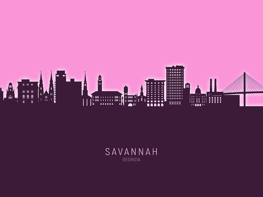 Savannah Georgia Skyline #17 Digital Art by Michael Tompsett