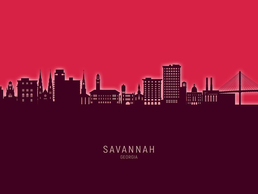 Savannah Georgia Skyline #18 Digital Art by Michael Tompsett